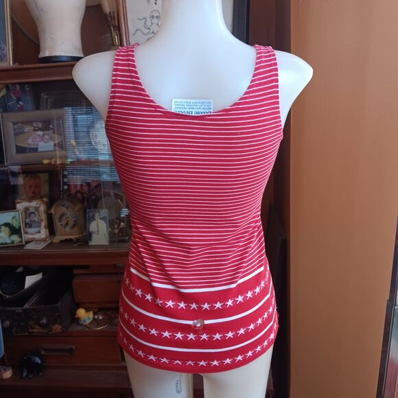 Vintage 1970s Womens Red Tank Top Small Star Print by Bobbie Brooks Shirt Hippy - Picture 5 of 8